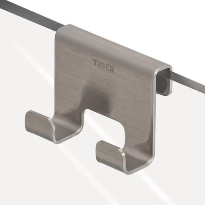 Tiger Caddy – Duschhaken – Glasplattenstärke 6–8 mm – 3,5 x 7 x 5 cm – gebürsteter Edelstahl