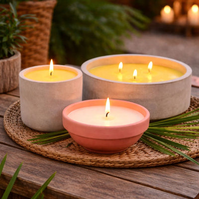Arti casa Citronella-Kerze – 22 Stunden Brenndauer – Zementtopf – 10 x 10 cm – für Garten und Balkon