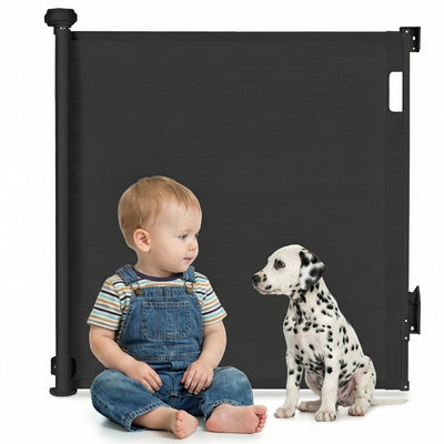 Treppenrollgitter Lionelo Thea bis 140 cm – ohne Schwelle – Doppelverriegelung – UV-beständig – Anzeige für Verriegelung – 3 Befestigungsclips – Schutzgitter für Kinder und Haustiere – für drinnen und draußen – EN 1930:2011