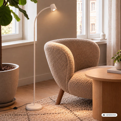 Briloner skriva – Stehleuchte – Stehleuchte drehbar – mit Fußschalter – Gu10-Fassung – Schreibtischleuchte – ø21 x 127,5 cm – Beige