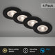 Briloner – 4er-Set LED-Einbaustrahler – Badezimmerbeleuchtung – ø9 cm – IP44 – 4,9 W – 480 lm – 3.000 K – Schwarz