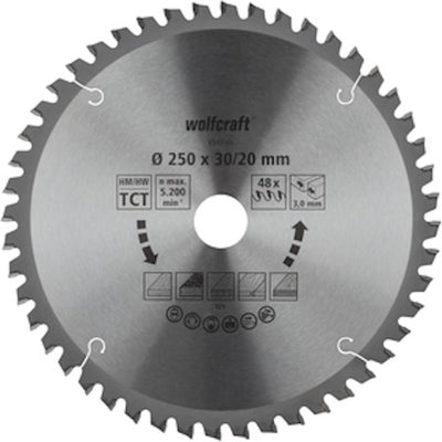 Wolfcraft - Sägeblatt 254x30mm für Kappsäge - 48 Zähne - Gehrungssäge - Orange Serie - 6548000