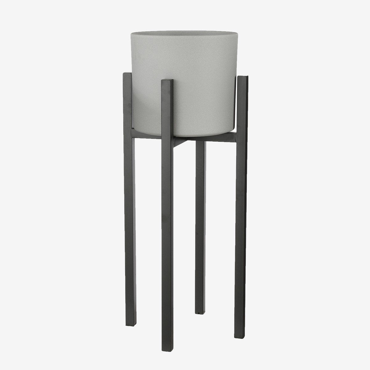 Glimmerdekorationen – Blumentopf-Pflanztopf-Standarderhöhung – Schwarz – B38 x H95 cm – Metall