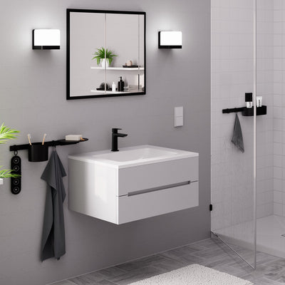Hansgrohe Logis Fine – Waschtisch-Mischbatterie – Einhebelbedienung – Kaltstart energiesparend – ohne Ablaufgarnitur – 110 mm – mattschwarz