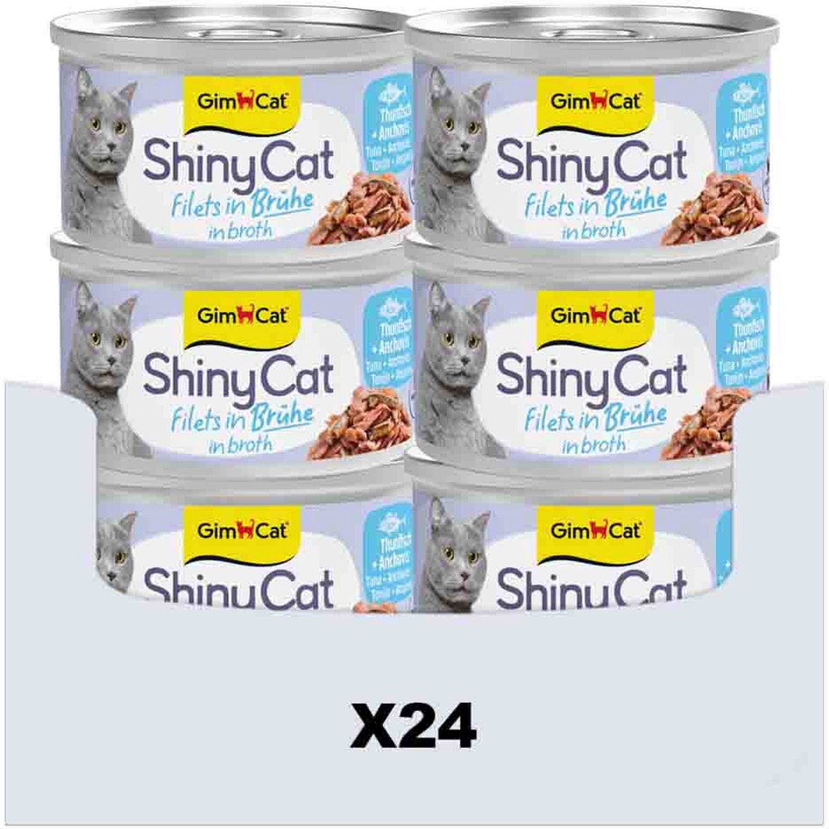 Gimcat 24 x 70 g – Shinycat-Filets in Brühe Thunfisch + Sardellen