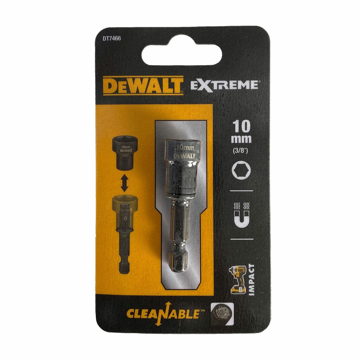 Dewalt dt7466-qz – selbstreinigender magnetischer Steckschlüssel – 10 mm – schlagfest – 1 4-Sechskant-Anschluss