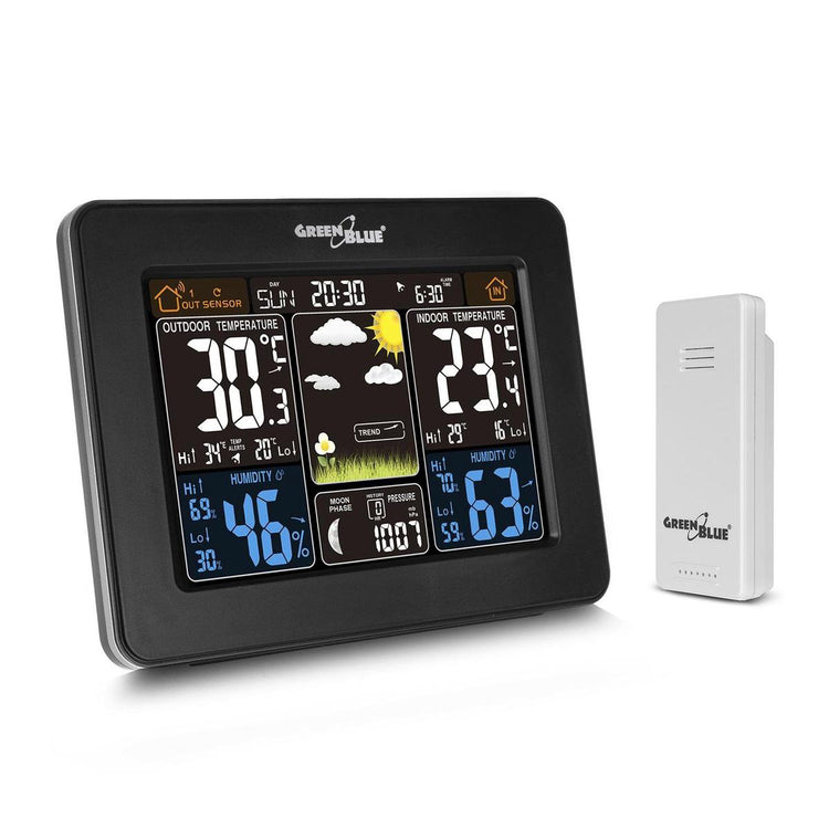Greenblue Wetterstation DCF Mondphase DCF Alarm Farbbildschirm GB523