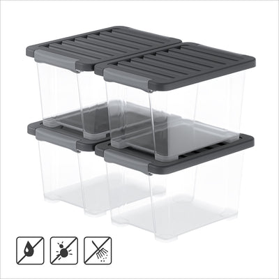 Rotho core pro - Aufbewahrungsboxen - 4er-Set - stapelbar - 15 ltr