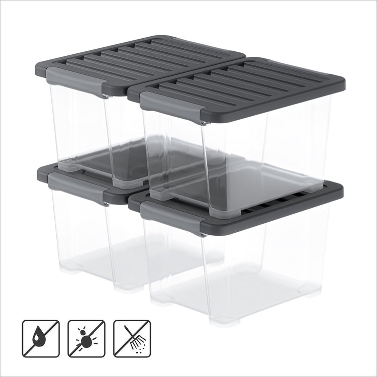 Rotho core pro - Aufbewahrungsboxen - 4er-Set - stapelbar - 15 ltr