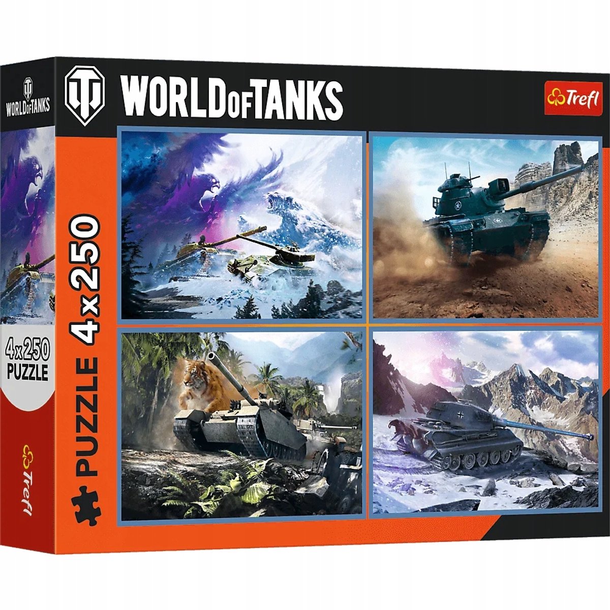 Trefl World of Tanks Puzzle – 4x250 Teile – große Panzerschlacht
