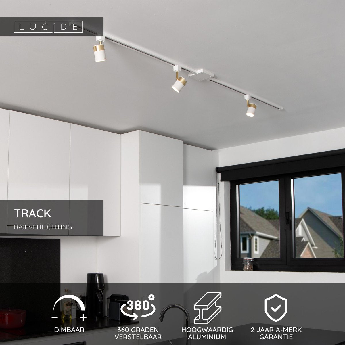 Lucide Track Floris Rail Spot – 1-Phasen-Schienensystem Schienenbeleuchtung – 1xGU10 – weiß (Erweiterung)