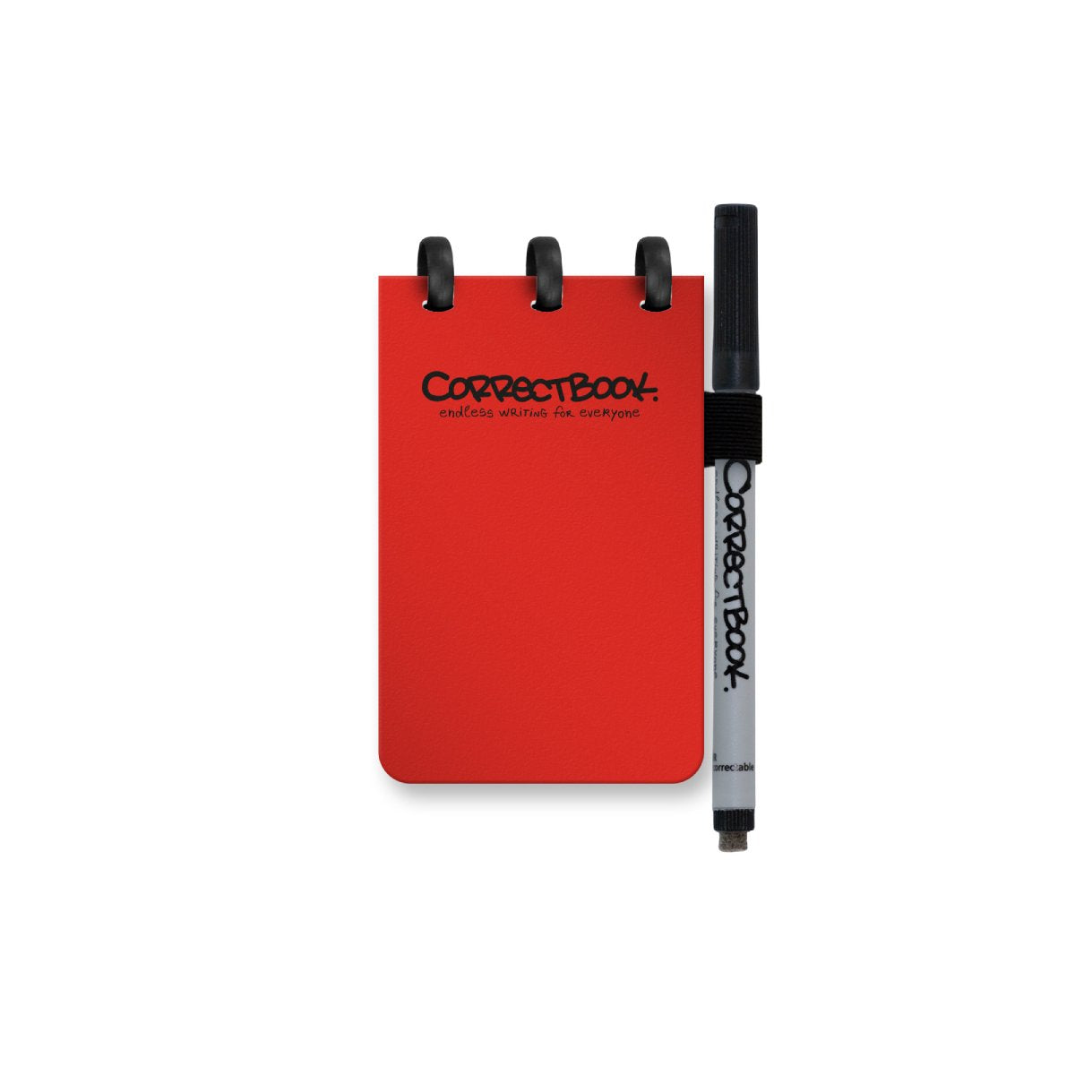 Correctbook a7 löschbares Notizbuch – wiederverwendbares Notizbuch – Horizontrot – leer – inklusive Stiftwischtuch – Taschenformat