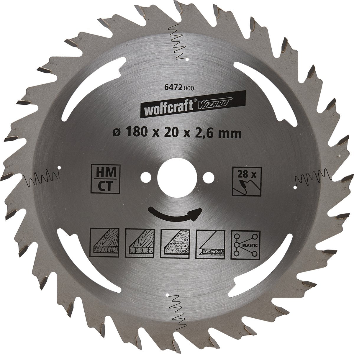 Wolfcraft - Kreissägeblatt 180x20mm - 28 Zähne - Sägeblatt für Kreissäge - Silberserie - 6472000
