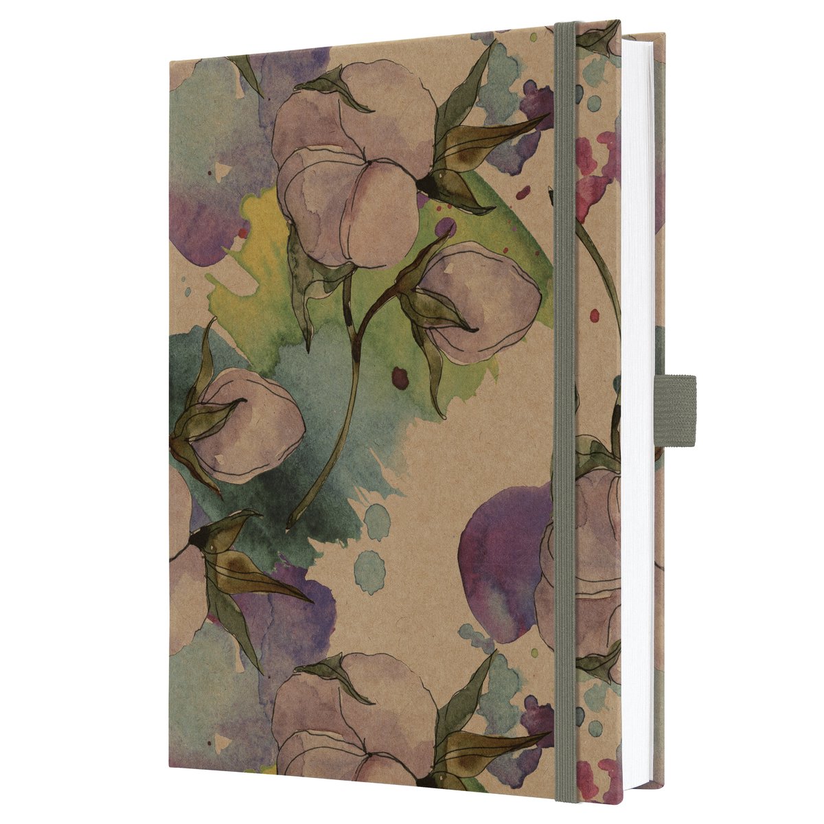 Sigel Jolie Notizbuch – Größe A5 – Kraftpapier – reine Baumwollblumen – si-jn855