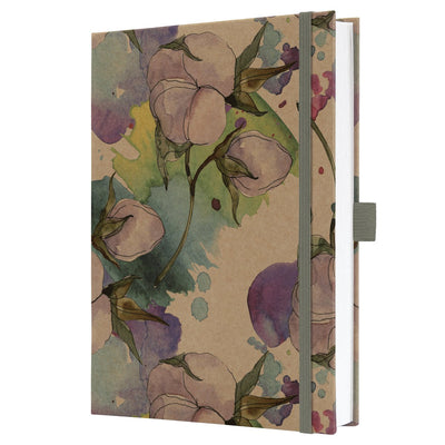 Sigel Jolie Notizbuch – Größe A5 – Kraftpapier – reine Baumwollblumen – si-jn855