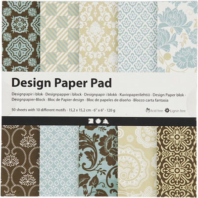 Creativ Company Design Papierblock Hellblau Brown, 50 Blätter