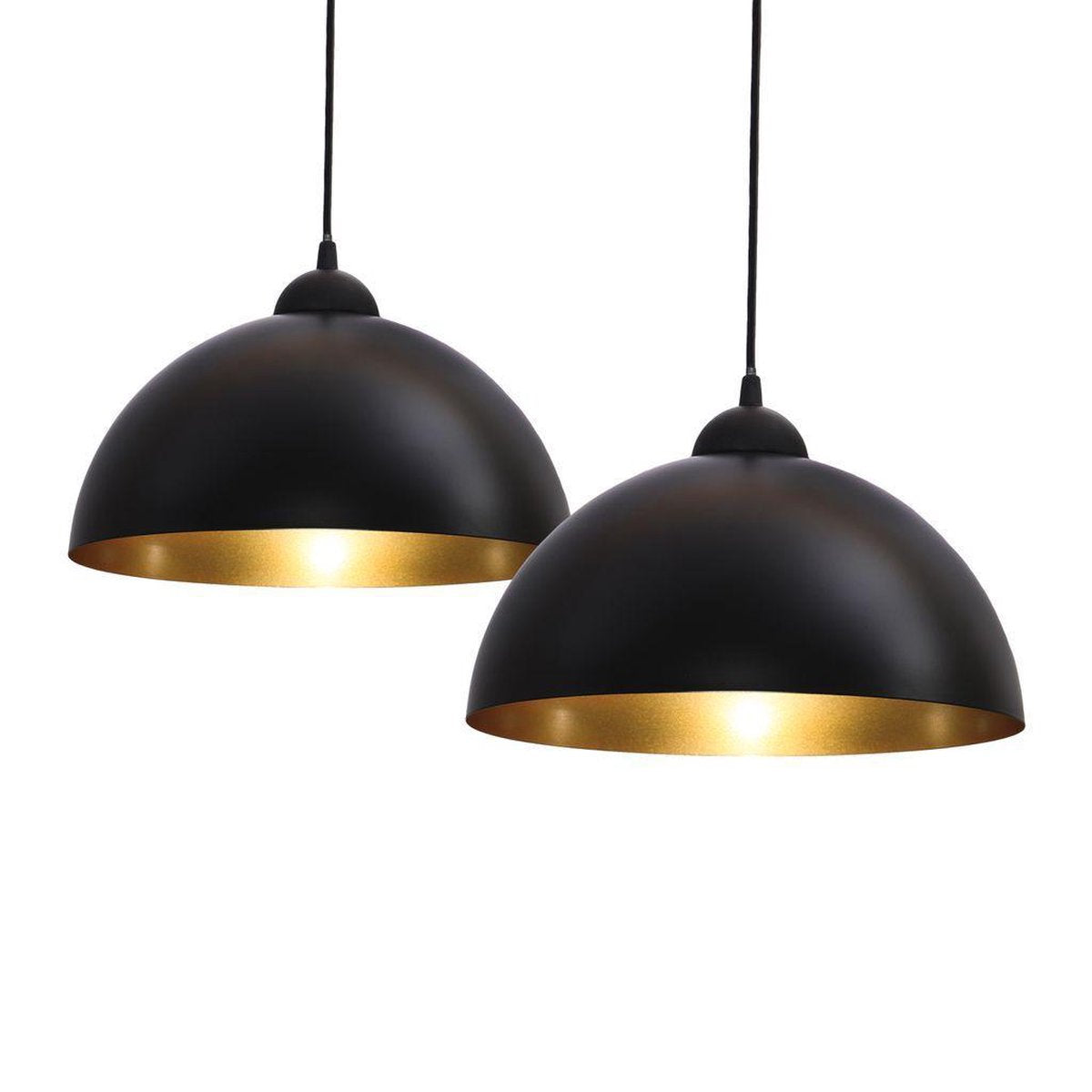 B.k.licht – Set mit 2 Hängelampen – Schlafzimmer – Esszimmer – Schwarzgold – 2 Stück – E27-Fassung