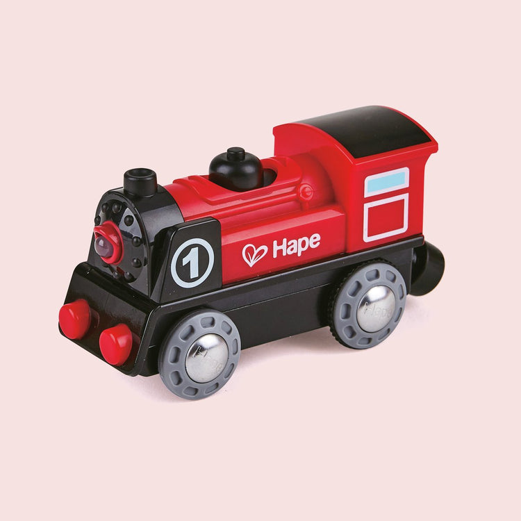 Hape Batterielokomotive Nr. 1 – Spielzeugeisenbahn mit Beleuchtung und Magnet, ab 3 Jahren
