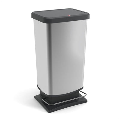 Rotho Paso Plus Treteimer – Abfalleimer – 40 ltr – BPA-frei – Silber