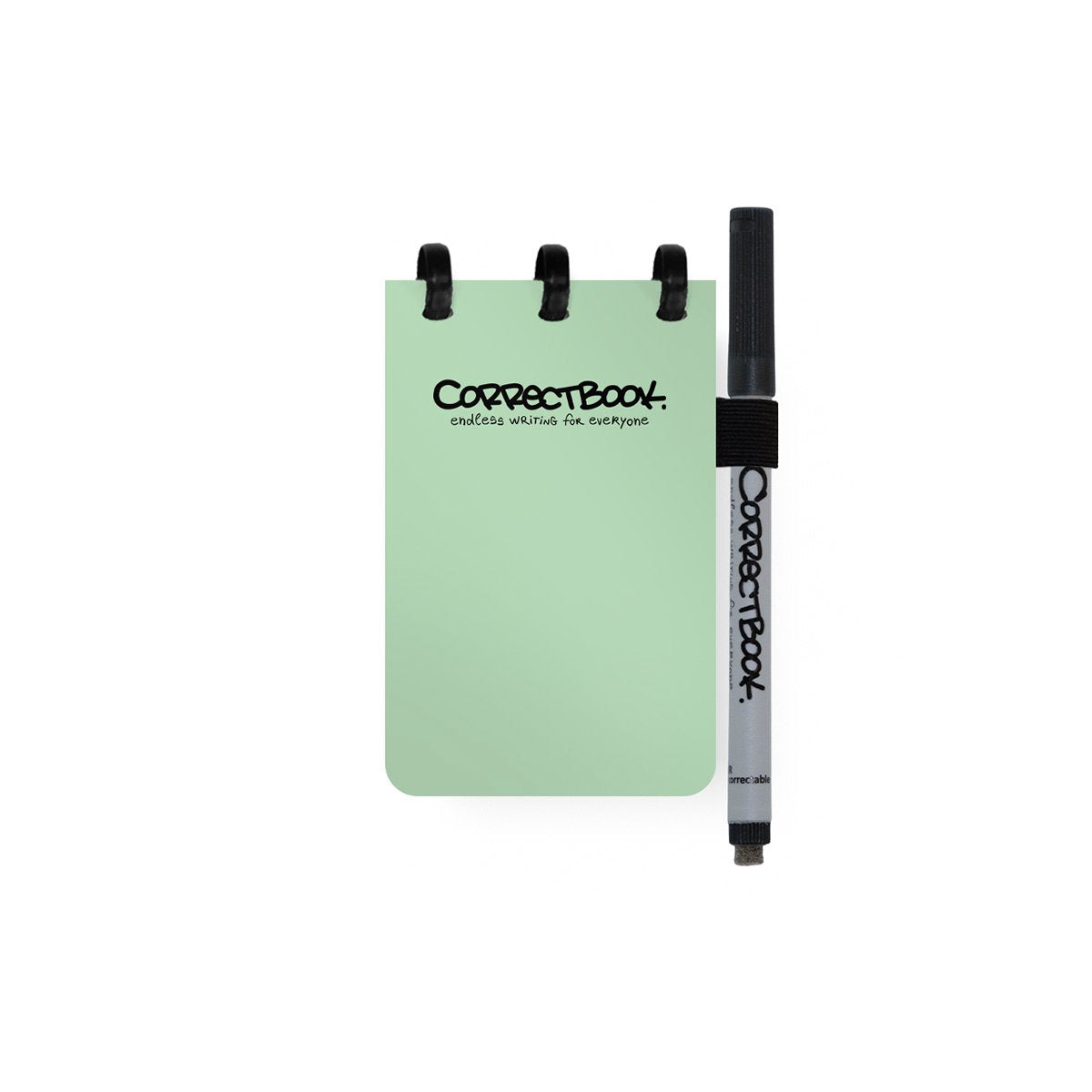 Correctbook A7 löschbares Notizbuch – Misty Mint – Mix (Leerzeilen) – wiederverwendbares Notizbuch – inklusive Stiftwischtuch – Taschenformat