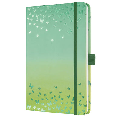 Sigel Notizbuch – Jolie – A5 – Hardcover – 174 Seiten – 80 Gramm – Linie – Schmetterlings-Konfetti-Limette – Si-JN347