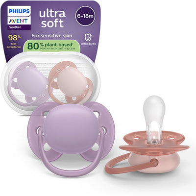 Philips Avent Ultra Soft – superweicher Silikonschnuller (6–18 Monate) – für empfindliche Haut – 2 Stück – scf091 43