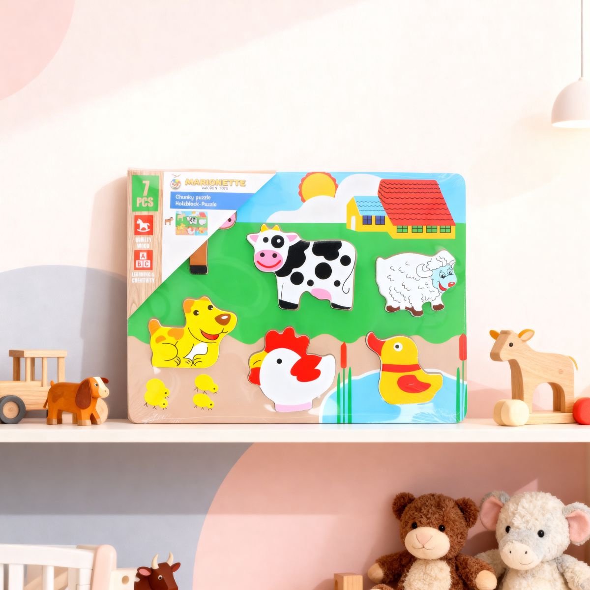 Marionetten-Holzspielzeug, Holzpuzzle – Montessori-Spielzeug – Lernspielzeug ab 18 Monaten – sortiert