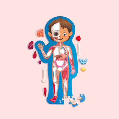Hape Human Body Puzzle – 61-teiliges Anatomie-Puzzle mit 3D-Organen und Poster, ab 3 Jahren