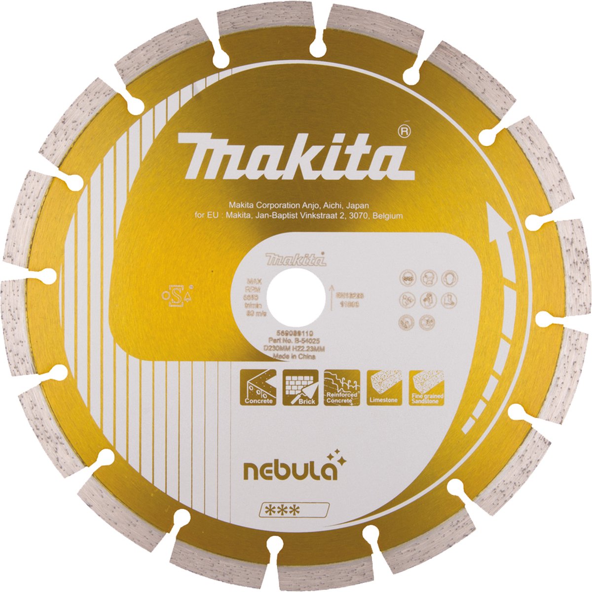 Makita Zubehör Diamantscheibe 230 x 22,2 mm orange – B-54025 – B-54025