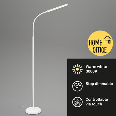 Briloner pivaz - Stehleuchte dimmbar - Wohnzimmer Stehleuchte - mit Touch - weiß - H: 126,5cm