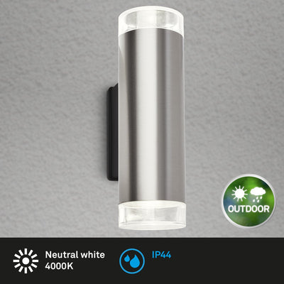 Briloner Leuchten LED-Außenleuchte Metall 2x Gu10 4,7W IP44 400lm 4000K Edelstahl