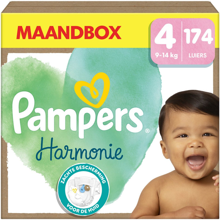 Pampers Harmony Windeln Größe 4 – 174 Windeln – 9 kg–14 kg – Monatsbox