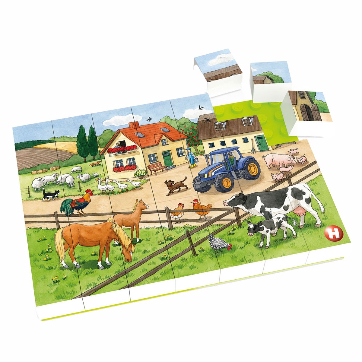Hubelino -Block -Puzzle -Lebensdauer auf der Farm, 35st.
