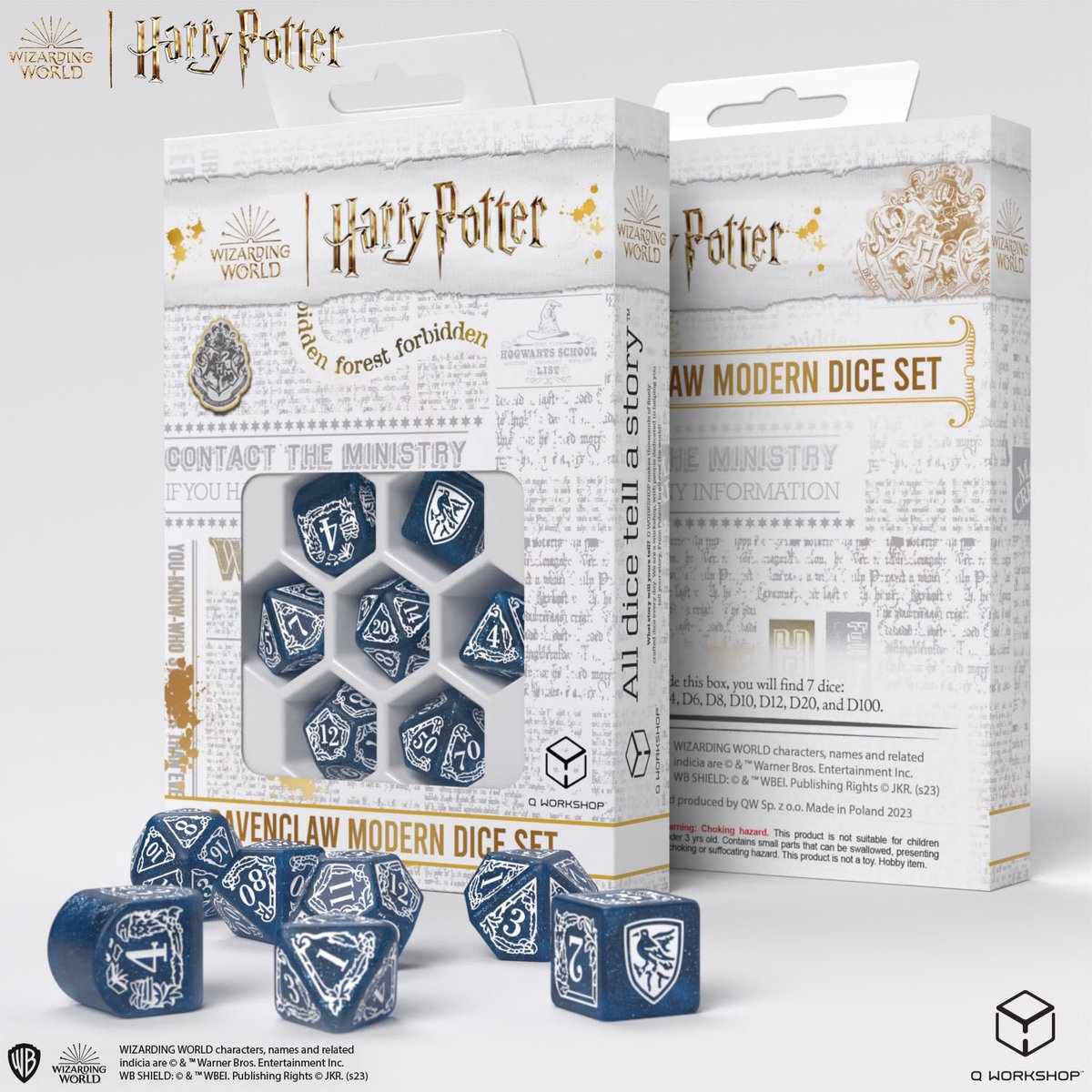 Q-Workshop Harry Potter: Ravenclaw modernes Würfelset blau (7 Stück) – Zubehör