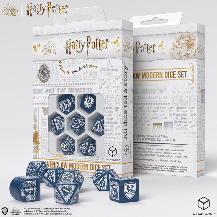 Q-Workshop Harry Potter: Ravenclaw modernes Würfelset blau (7 Stück) – Zubehör
