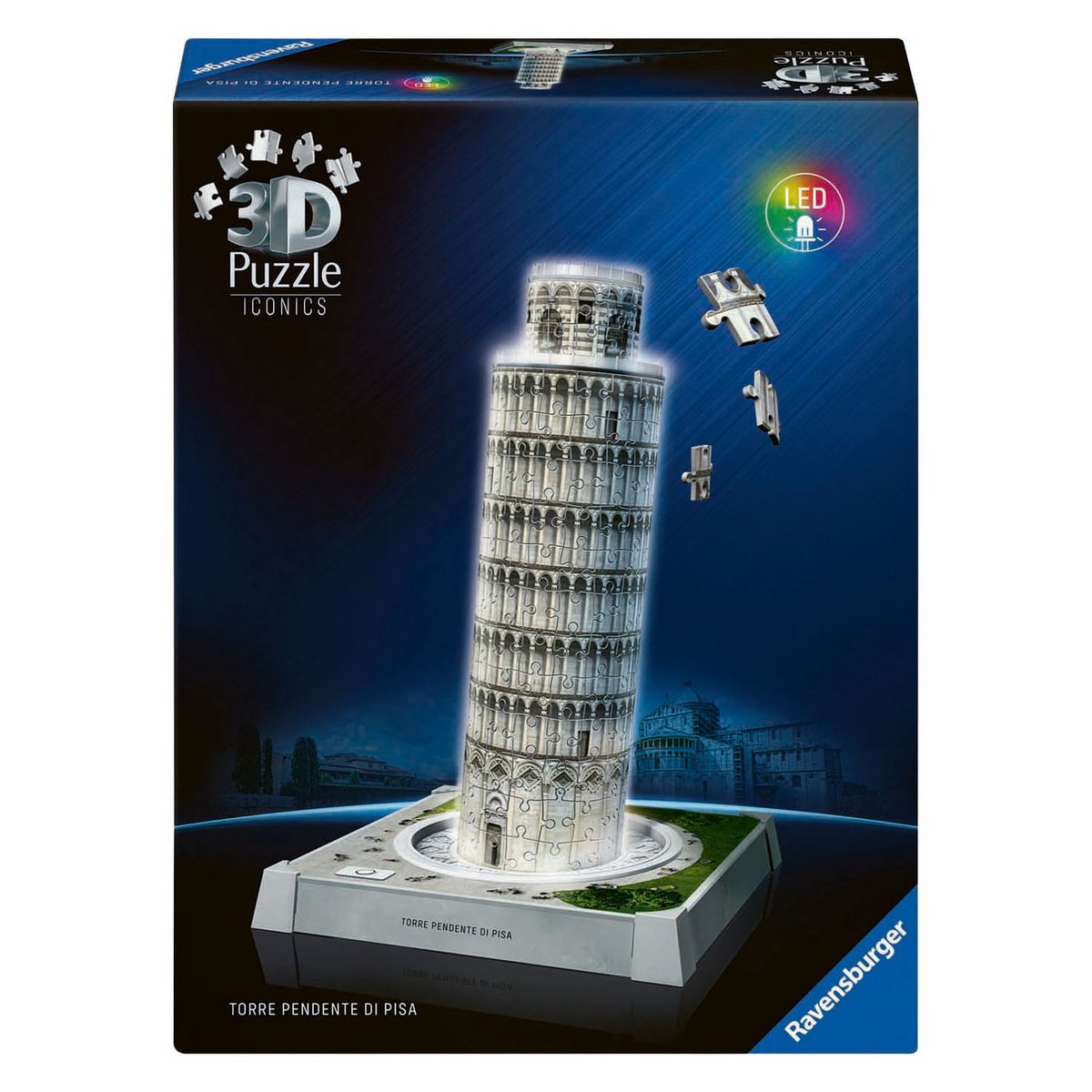 Ravensburger 3D-Puzzle Iconics Turm von Pisa – mit Licht – 231 Teile.