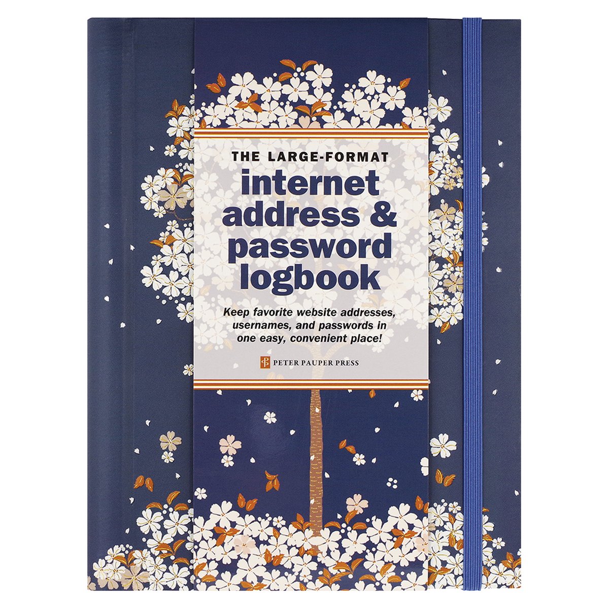 Comellopeter Pauper Peter Pauper Internet-Passwort-Logbuch – fallende Blüten – mit elastischem Verschluss – groß 16 x 21 cm