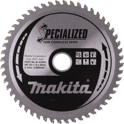 Makita Zubehör Kreissägeblatt | Aluminium | 150x20x1,6 52t 0gr - b-47064