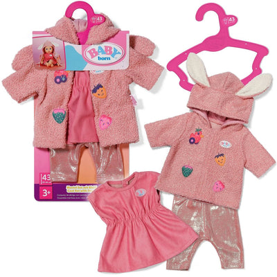 Baby-Born-Puppenkleidung, Mantelset mit Kleid, 43 cm, rosa Outfit.