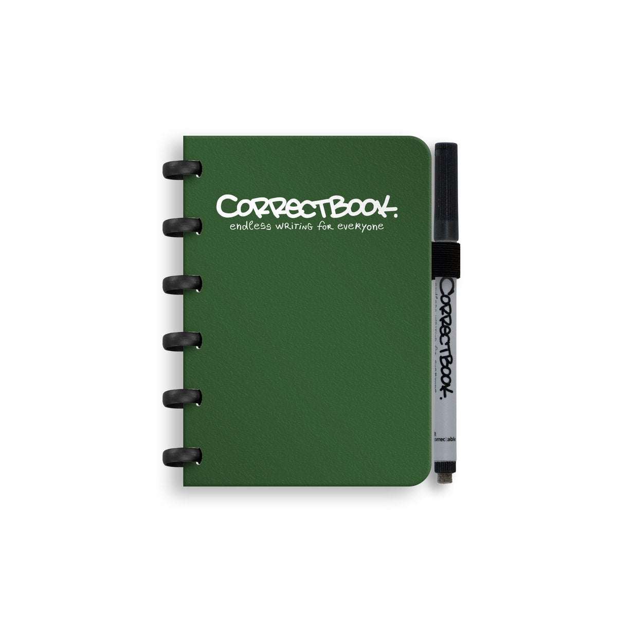 Correctbook a6 löschbares Notizbuch – Waldgrün – liniert – wiederverwendbares Notizbuch – inklusive Stiftwischtuch – kann mit zusätzlichen Seiten ergänzt werden