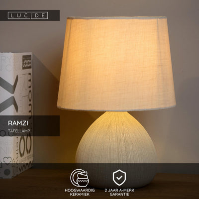 Lucide Ramzi - Tischlampe - ø 18 cm - 1xe14 - Beige - Japandi