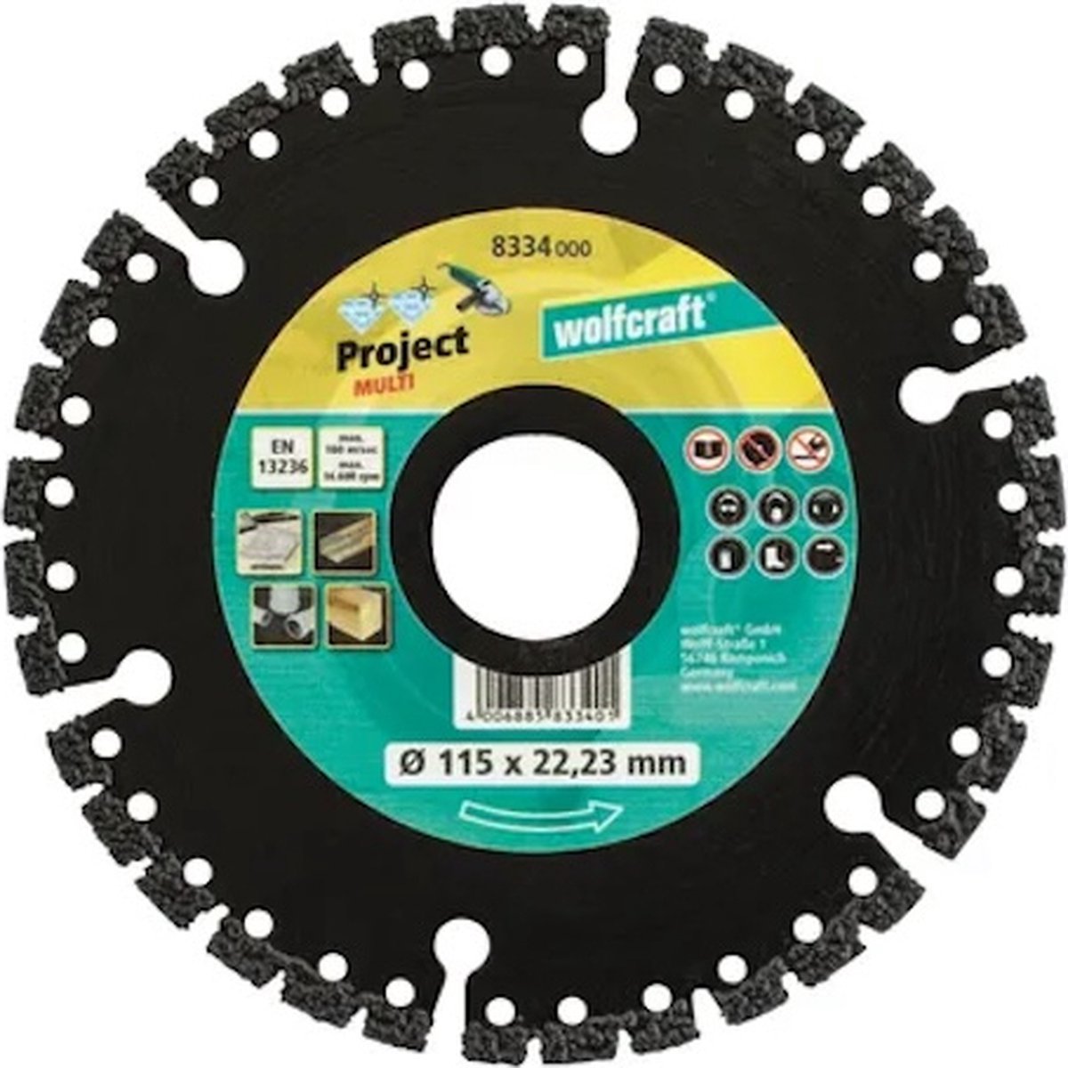 Wolfcraft - Diamant-Trennscheibe ø 115 mm - Trennscheibe - Diamant-Sägeblatt - 8334000