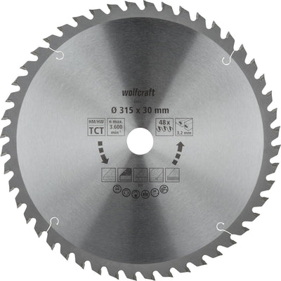 Wolfcraft - Sägeblatt für Tischkreissäge 315x30mm - 48 Zähne - Sägeblatt für Tischkreissäge - 315x30 - 6684000