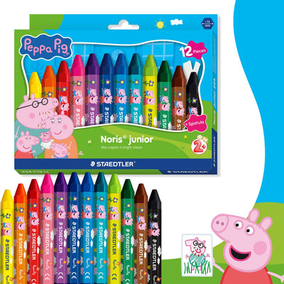 Staedtler Peppa Pig x Noris Junior Wachsmalstifte – Set mit 12 Stück