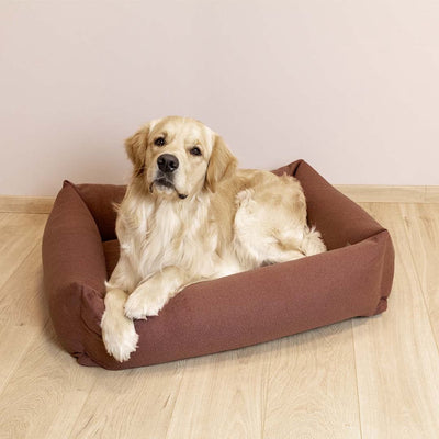 D d home – Eden Hundebett – wasserabweisender, waschbarer Bezug – Kastanienbraun – mittel 90 x 70 x 22 cm