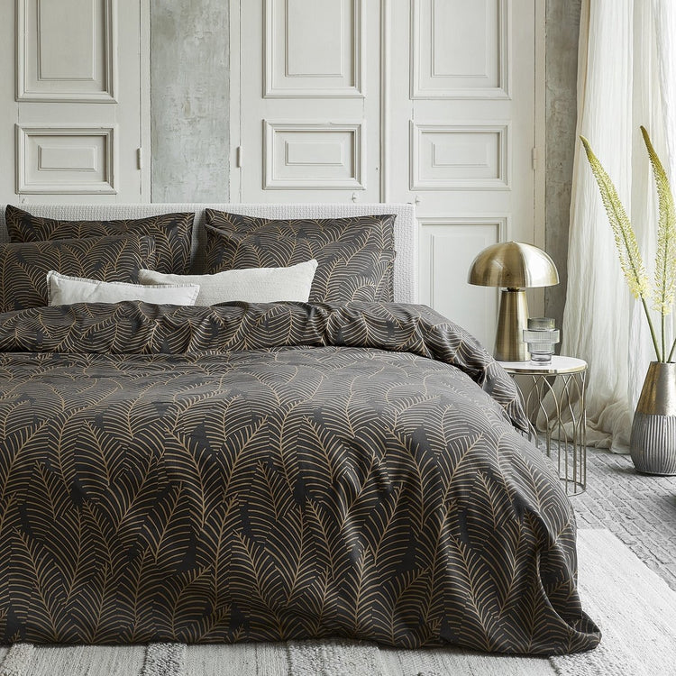 Damai bellezza - Bettbezug - Satin - 140x200 220 cm - schwarz + 1 Kissenbezug 60x70