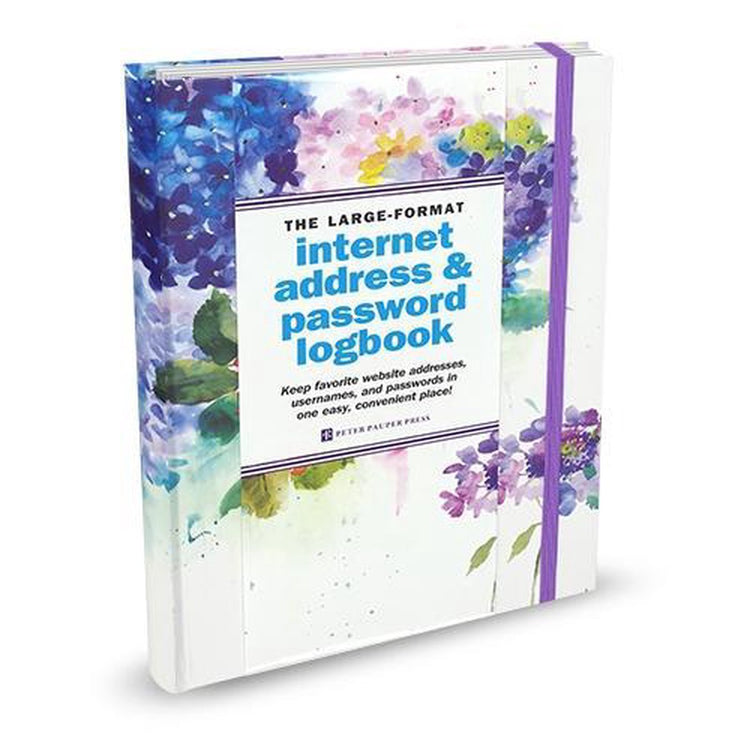 Comellopeter Pauper Peter Pauper Internet-Passwort-Logbuch – Hortensienhülle – mit elastischem Verschluss – groß 16 x 21 cm