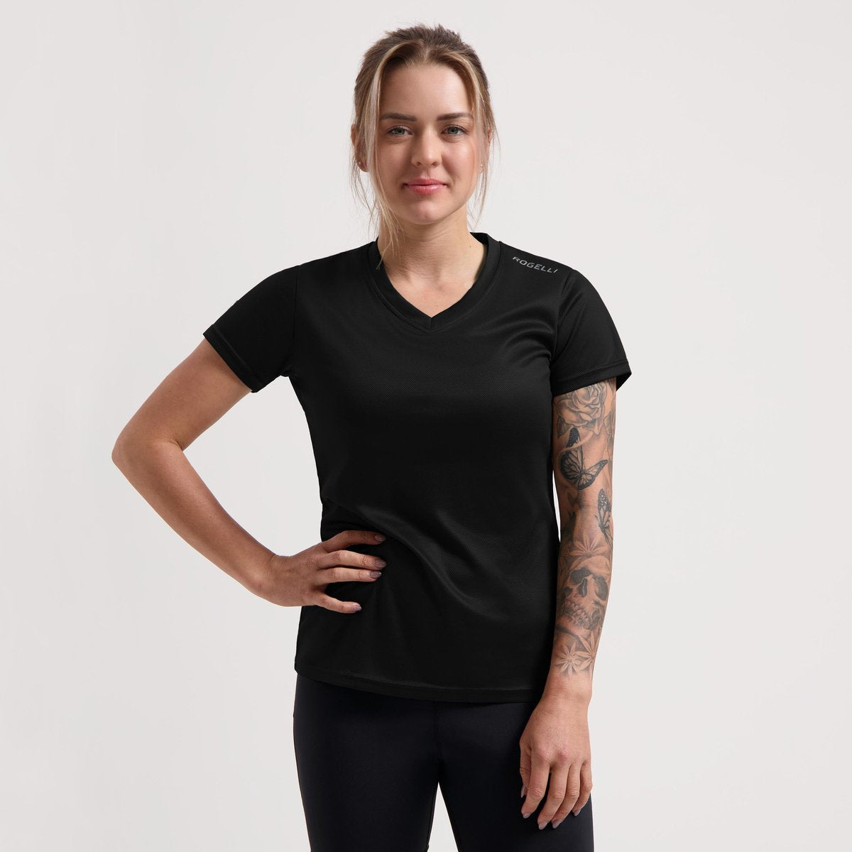 Rogelli Promo Laufshirt Damen – Kurzarm – Schwarz – M