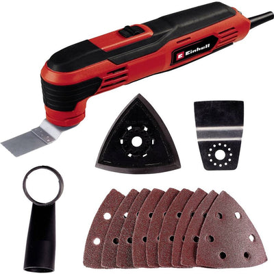 Einhell Elektro-Multitool TC-MG 250 CE – 250 W – Konstantelektronik – Staubabsaugung – inkl. 9x Schleifpapier, Schaber und Sägeblatt