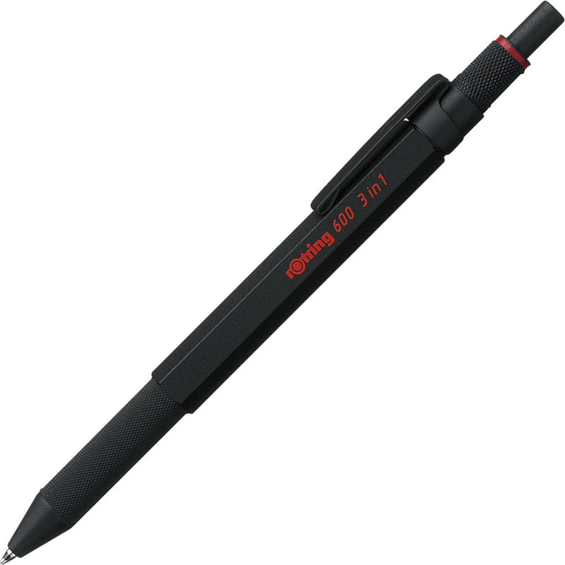 Rotring 300 3-in-1 Multipen – Kugelschreiber und Druckbleistift – 0,5 mm – Kugelschreiberspitzen mit schwarzer und roter Tinte – schwarzes Gehäuse